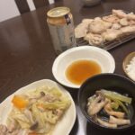 天ぷら粉切れたらホットケーキミックス！？〜レンコン天と小松菜煮びたしとキャベツバター蒸しの夜〜